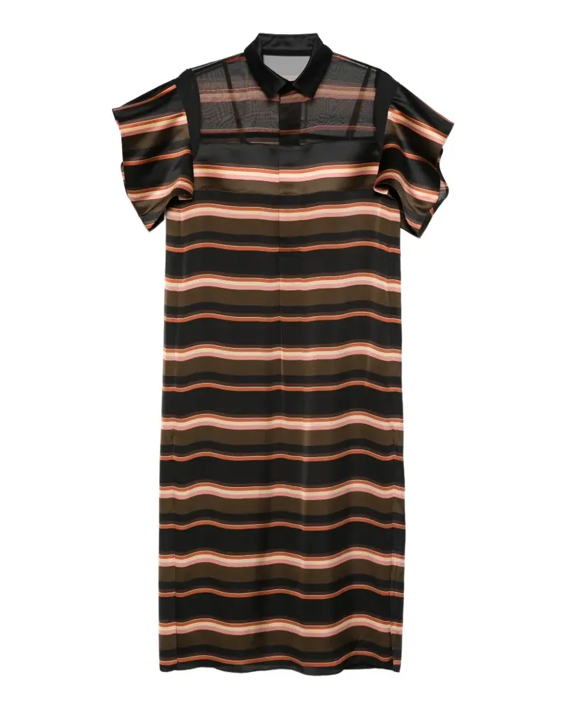Sacai Gestreiftes Kleid - Schwarz Schwarz