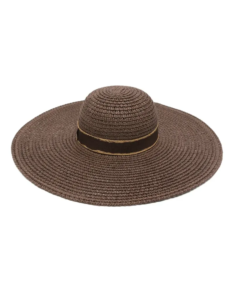 Borsalino Gewebter Sonnenhut mit breiter Krempe - Braun Braun