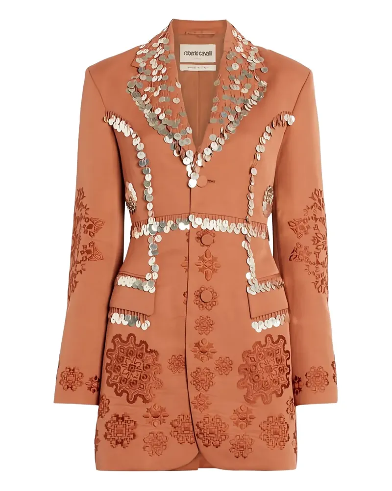 Roberto Cavalli Blazer mit Pailletten und Stickerei - Braun Braun