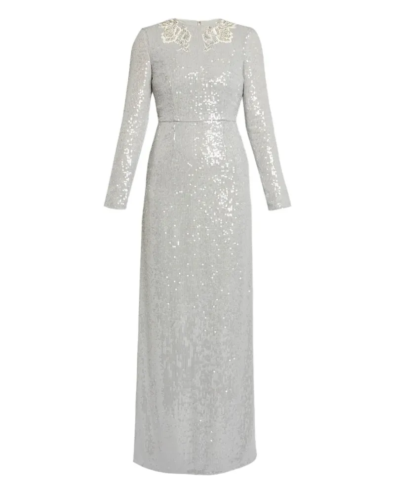 Erdem Verziertes Maxikleid mit langen Ärmeln - Grau Grau