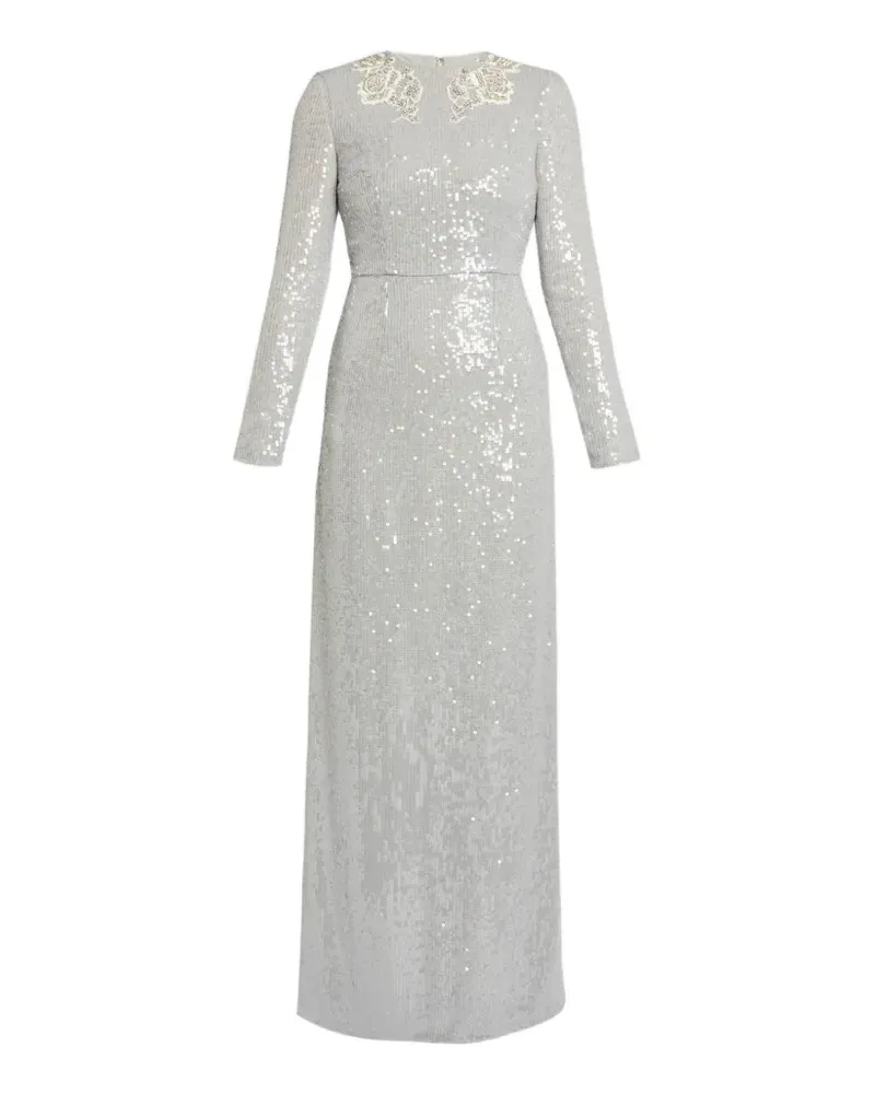 Erdem Verziertes Maxikleid mit langen Ärmeln - Grau Grau