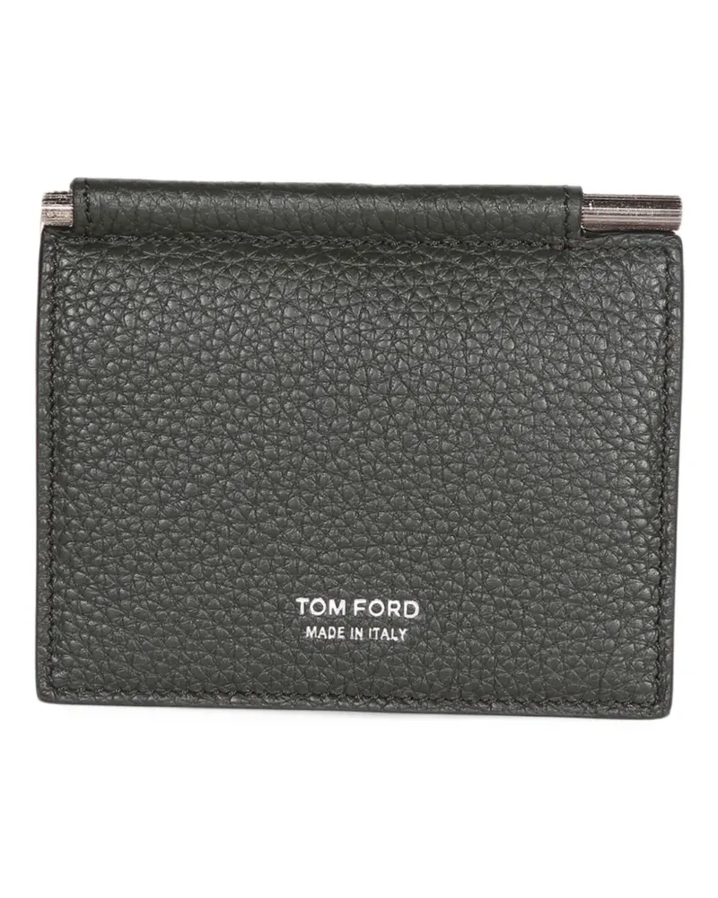 Tom Ford grained-leather money clip wallet - Grün Grün