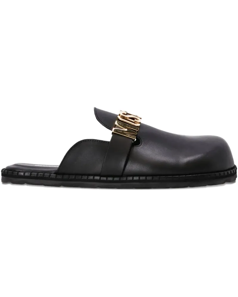 Moschino Mules mit Logo-Schild - Schwarz Schwarz