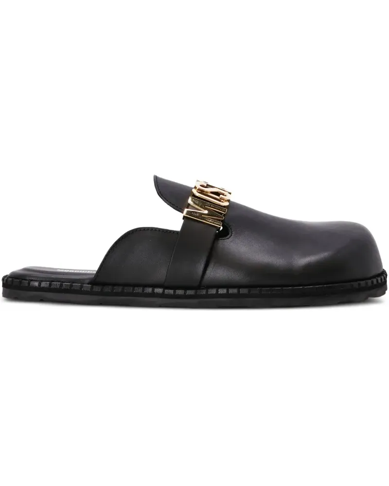 Moschino Mules mit Logo-Schild - Schwarz Schwarz