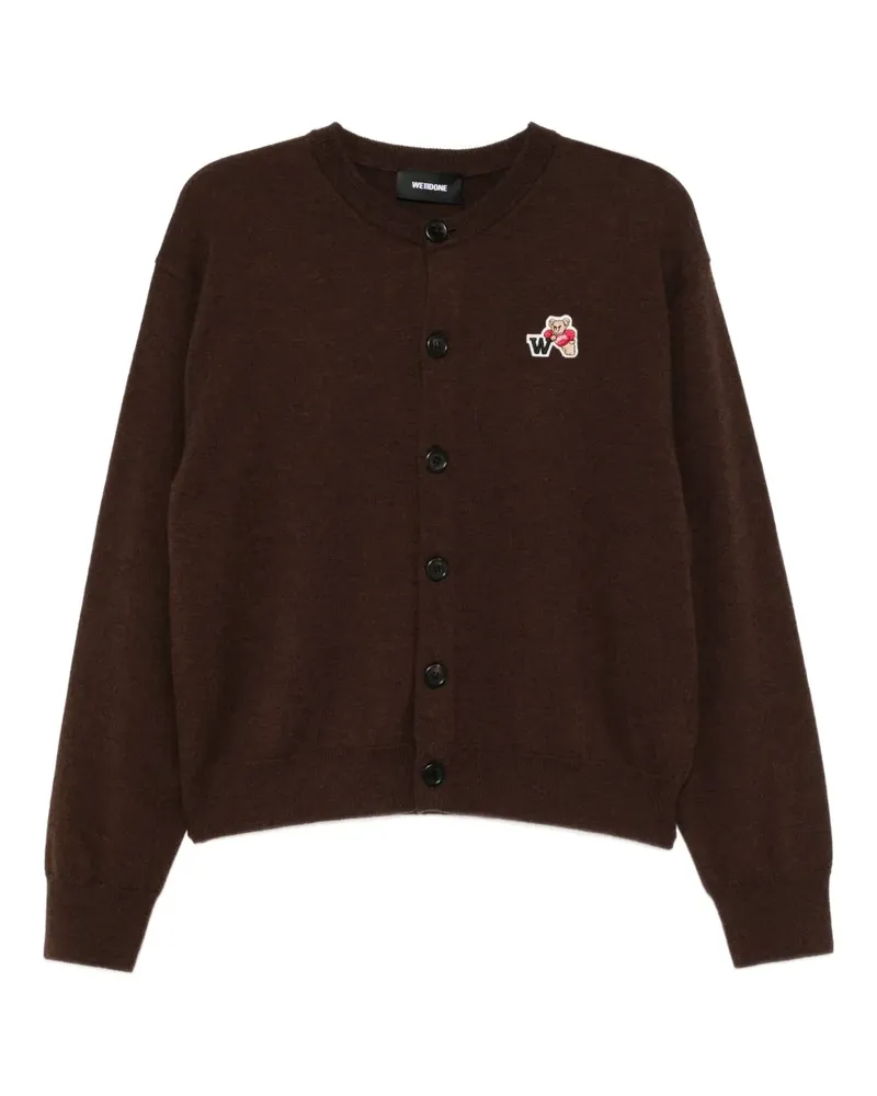 WE 11 DONE bear-embroidered cardigan - Braun Braun