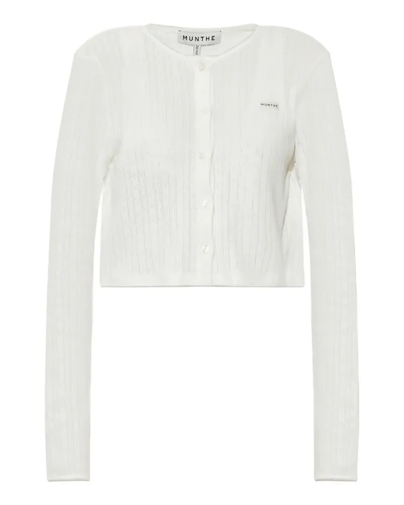 MUNTHE Noelia pointelle-knit cropped cardigan - Weiß Weiß