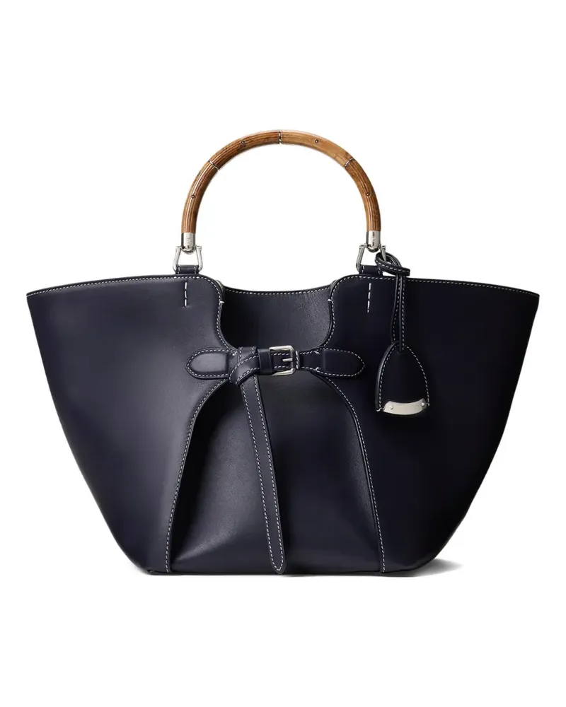 Ralph Lauren Tote Bag mit Holzhenkel - Blau Blau