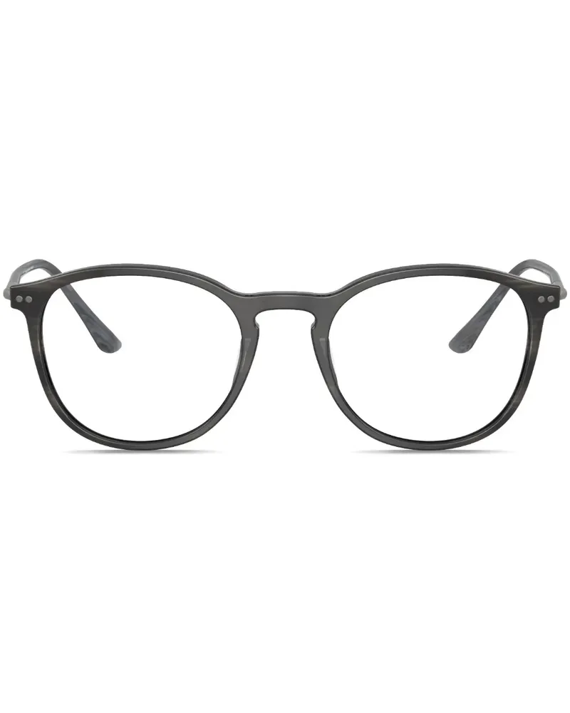 Giorgio Armani Gestreifte Brille mit rundem Gestell - Grau Grau