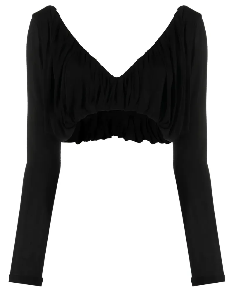 Saint Laurent Gerafftes Cropped-Oberteil - Schwarz Schwarz