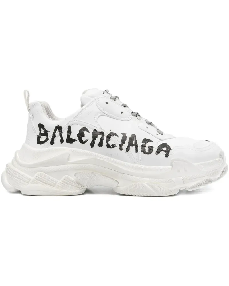 Balenciaga Chunky Triple S Sneakers mit Graffiti-Print - Weiß Weiß