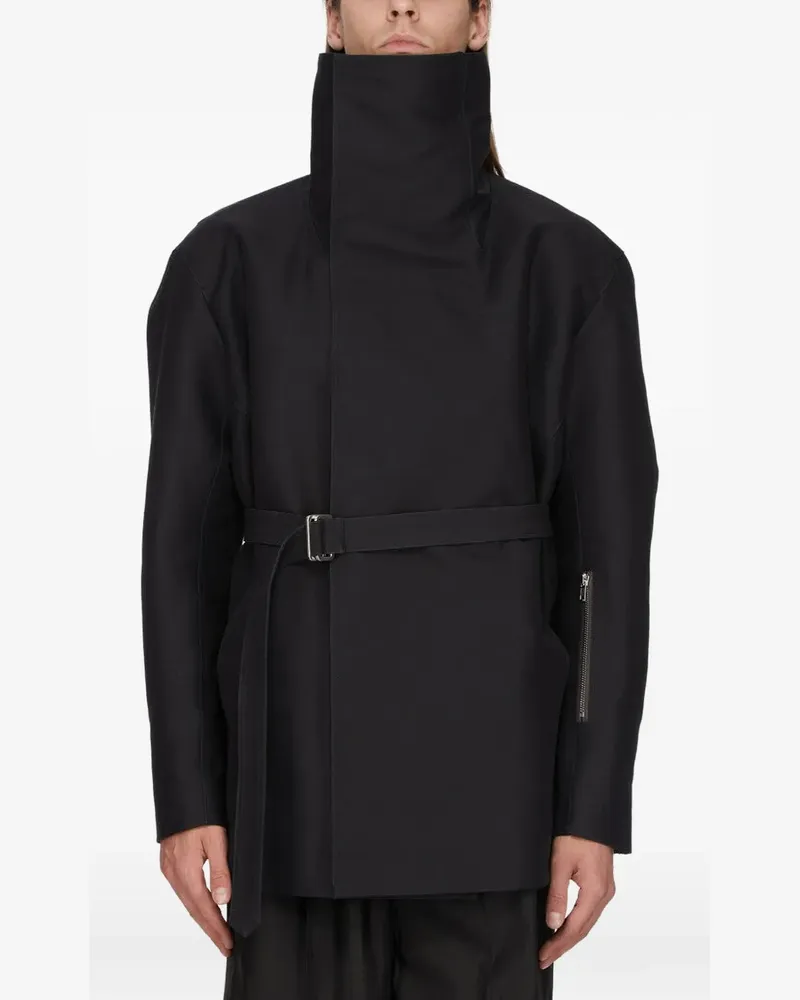 Rick Owens Dracucaban funnel-neck belted jacket - Schwarz Schwarz