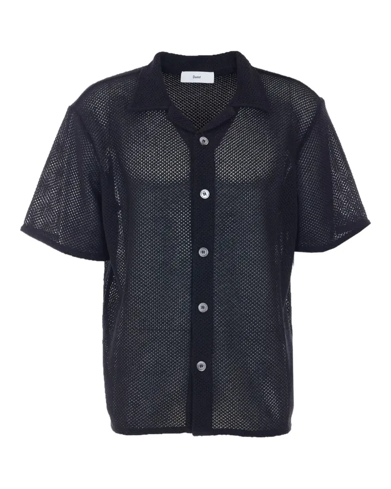Dunst crochet-knit open-collar shirt - Schwarz Schwarz