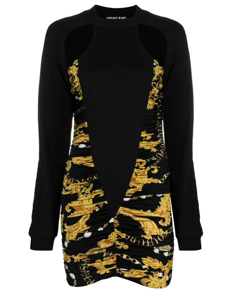 Versace Jeans Gerafftes Minikleid mit Cut-Outs - Schwarz Schwarz