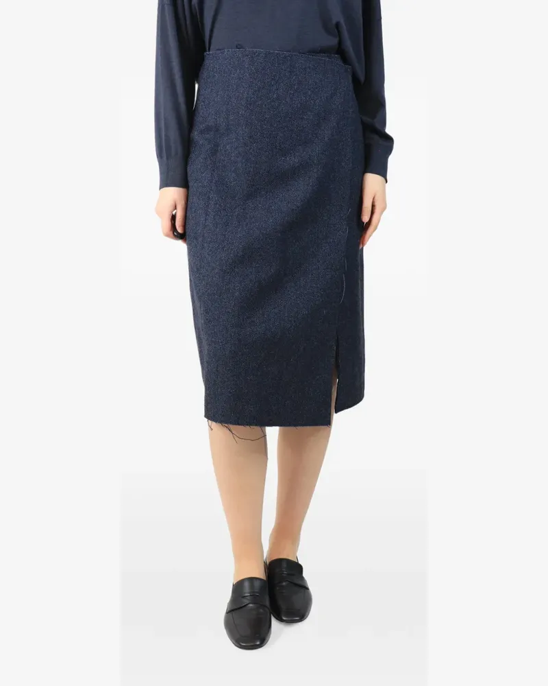 Cédric Charlier Midirock mit Fischgrätenmuster - Blau Blau