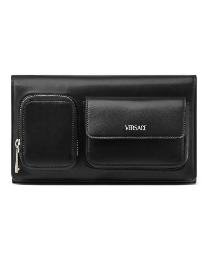 Versace Clutch mit Logo-Stempel Schwarz