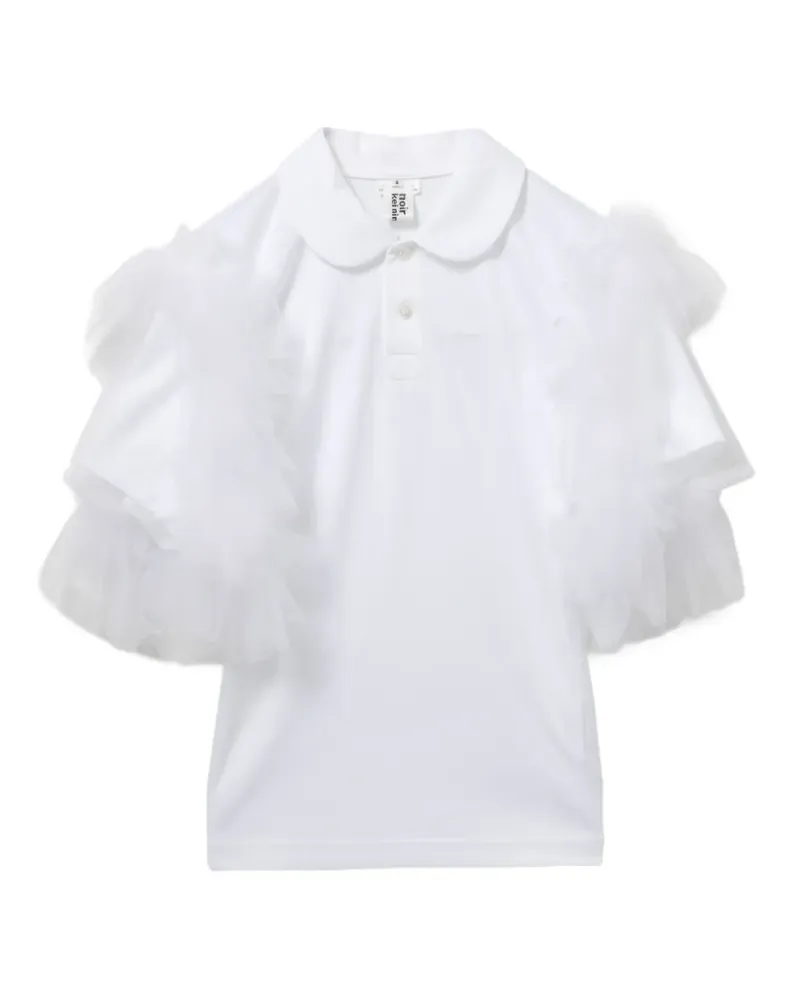 Noir Kei Ninomiya Gerüschtes Poloshirt - Weiß Weiß
