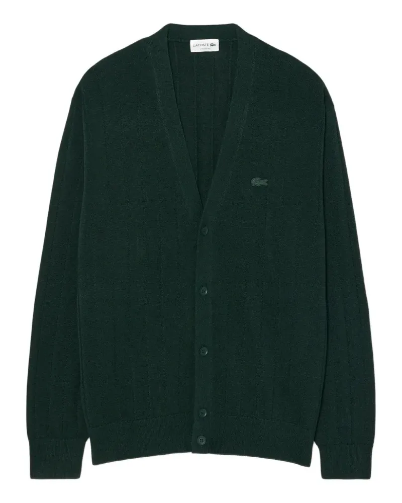 Lacoste Gerippter Cardigan mit V-Ausschnitt - Grün Grün
