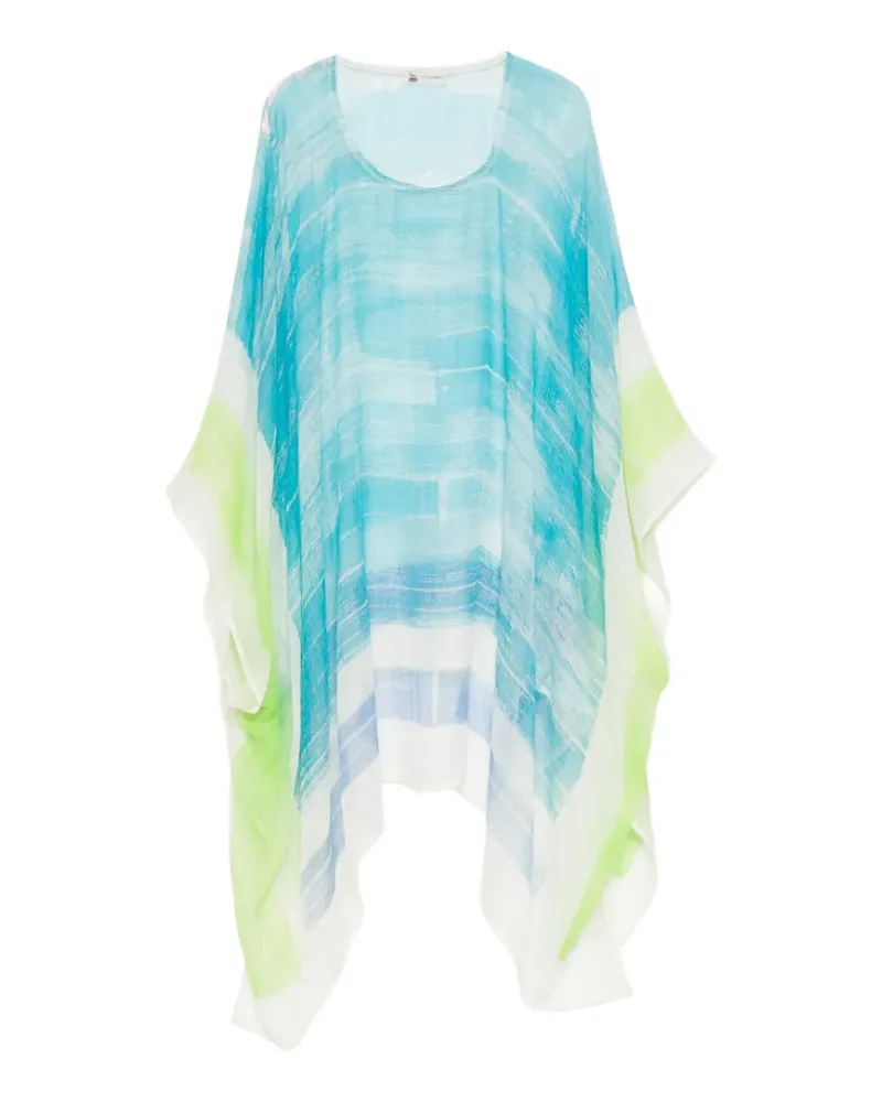 Colombo Handbemalte Bluse mit abstraktem Print - Blau Blau