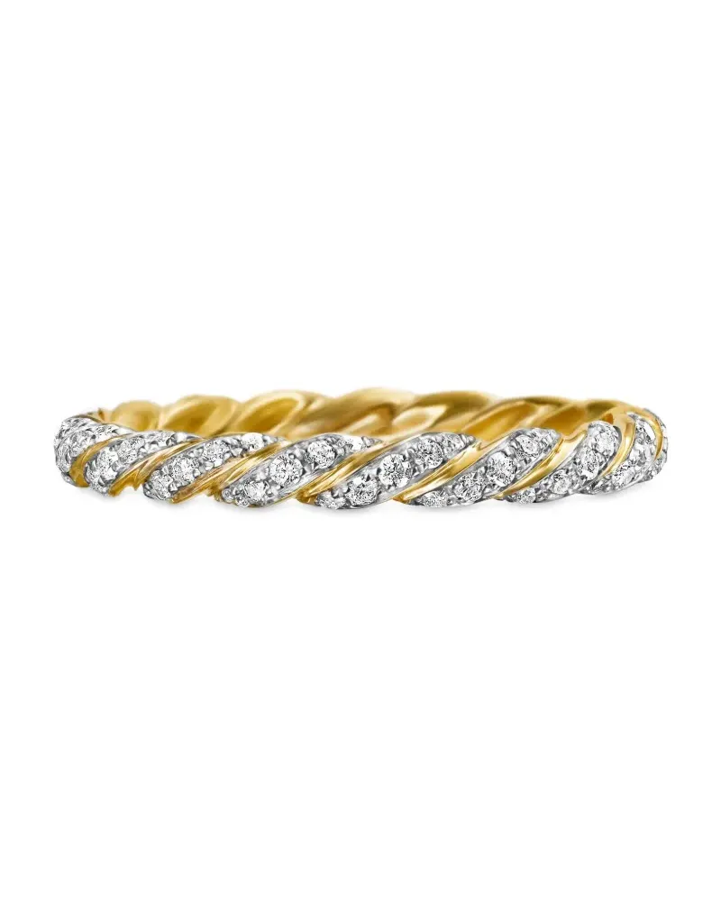 David Yurman 18kt Pavé Petite Gelbgoldring mit Diamanten (2,8mm Gold