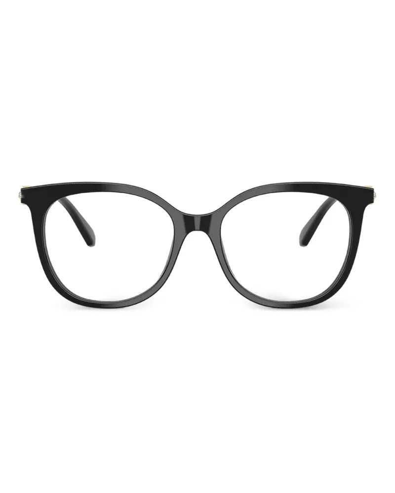 Swarovski Eckige Brille mit Kristallen - Schwarz Schwarz