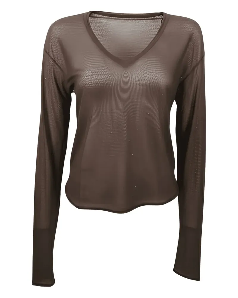 Pinko T-Shirt mit V-Ausschnitt - Braun Braun