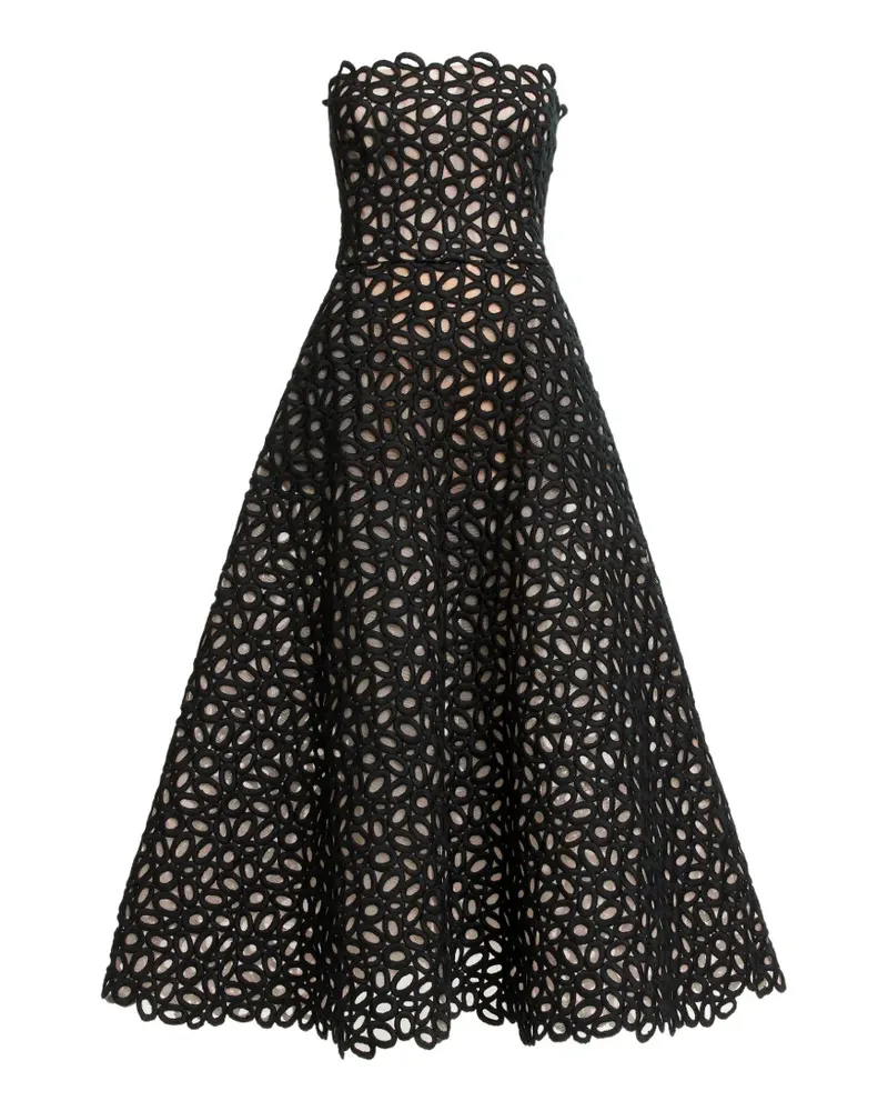 Elie Saab Schulterfreies Midikleid - Schwarz Schwarz