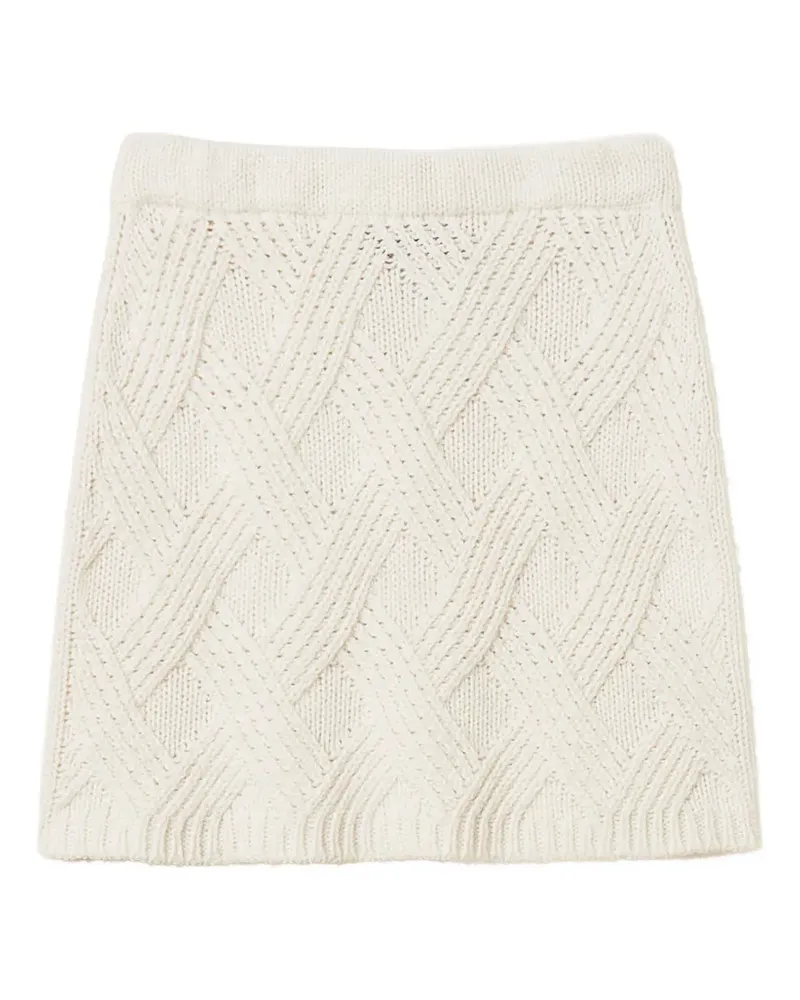 Twin-Set short knit skirt with criss-cross pattern - Nude Nude