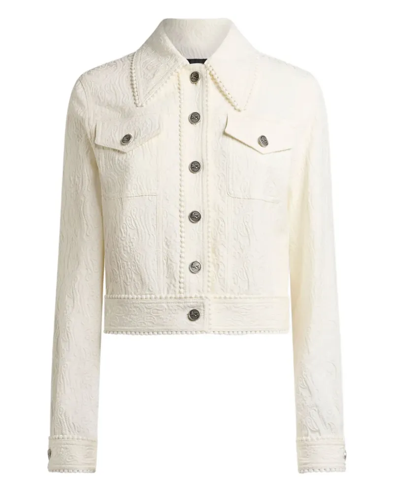Etro Cropped-Jacke aus Paisley-Jacquard - Weiß Weiß