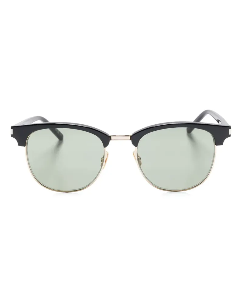 Saint Laurent Sonnenbrille mit eckigem Gestell - Schwarz Schwarz
