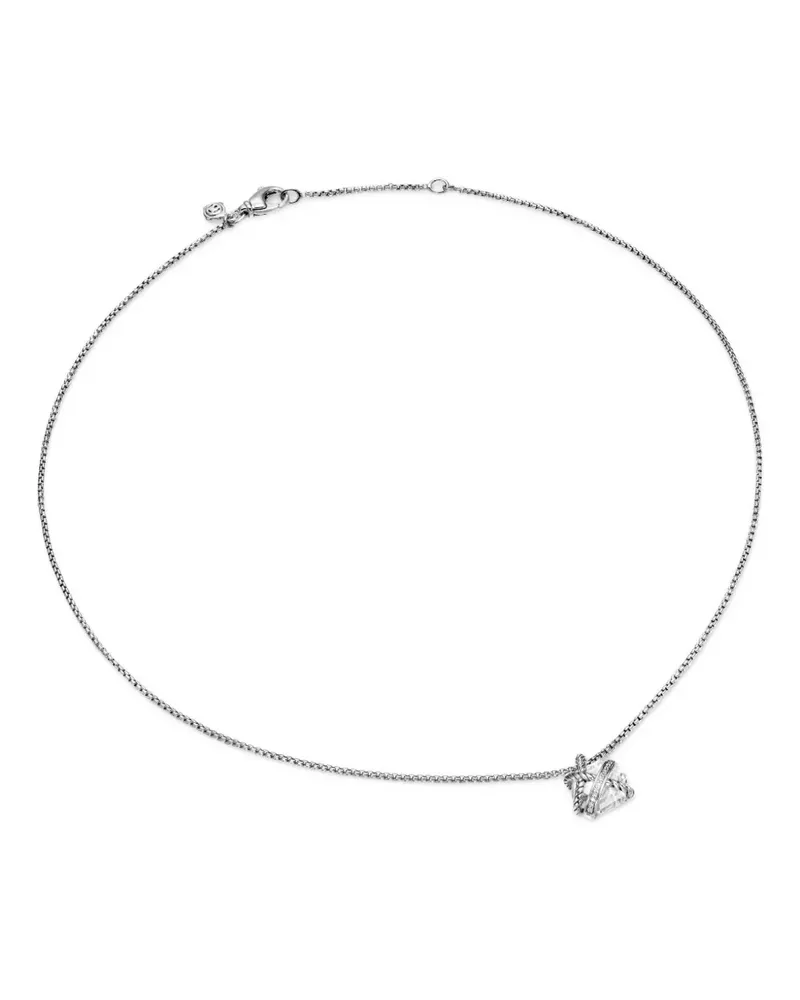 David Yurman Cable Wrap Sterlingsilber-Halskette mit Diamant Silber