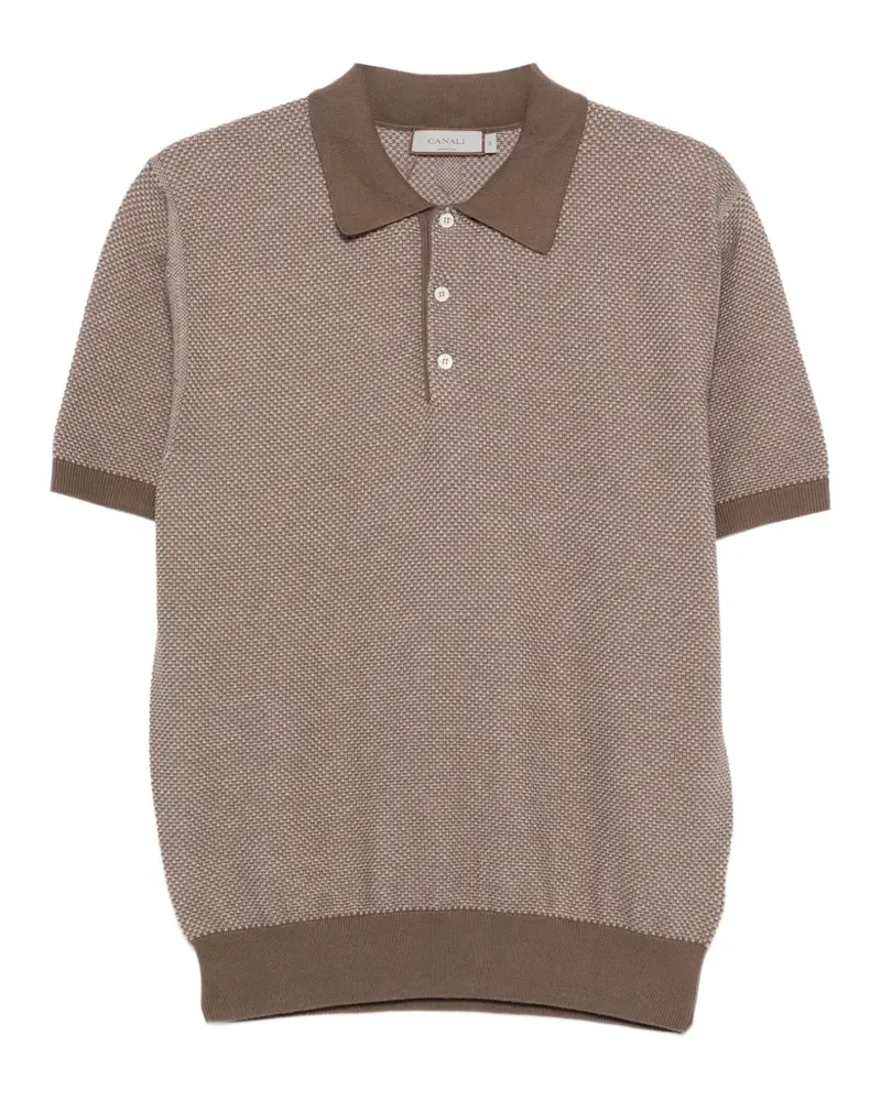 Canali Gemustertes Poloshirt - Nude Nude