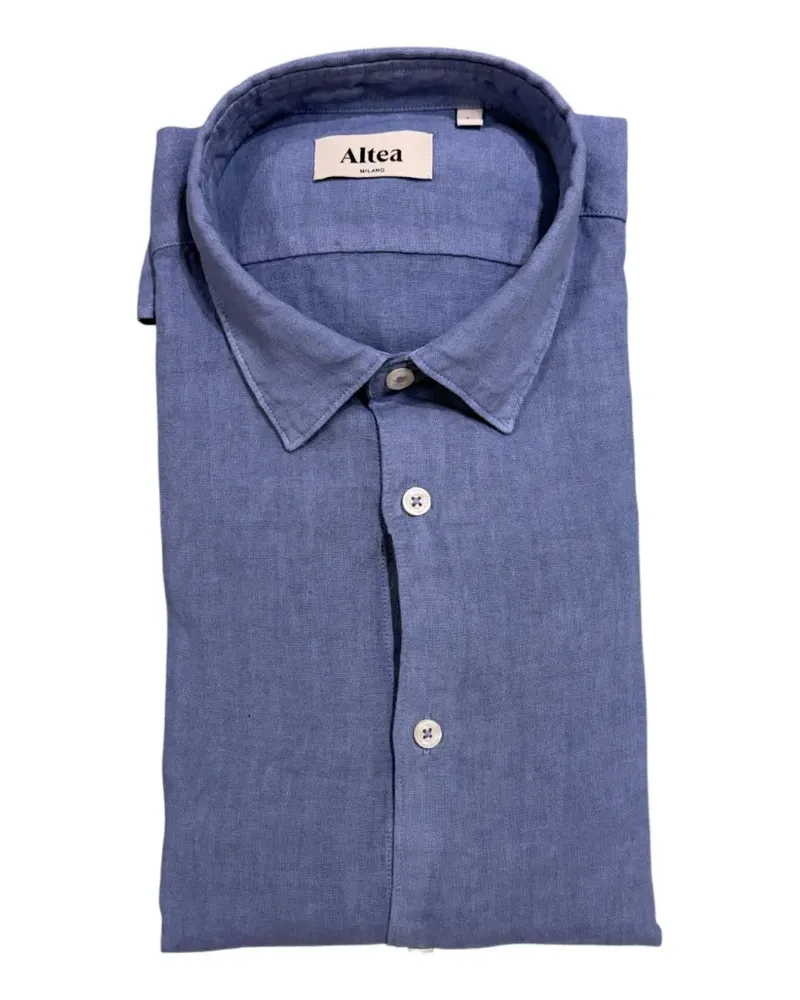 Altea Bond Hemd aus Leinen - Blau Blau