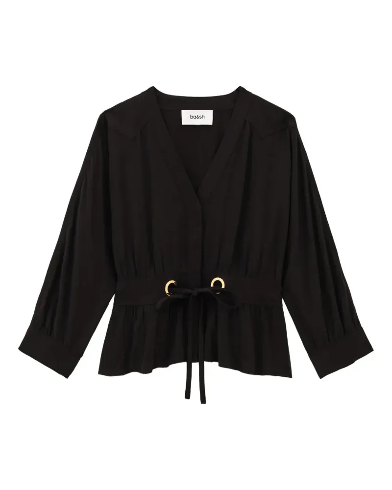 ba&sh Precila Bluse mit Bindegürtel - Schwarz Schwarz