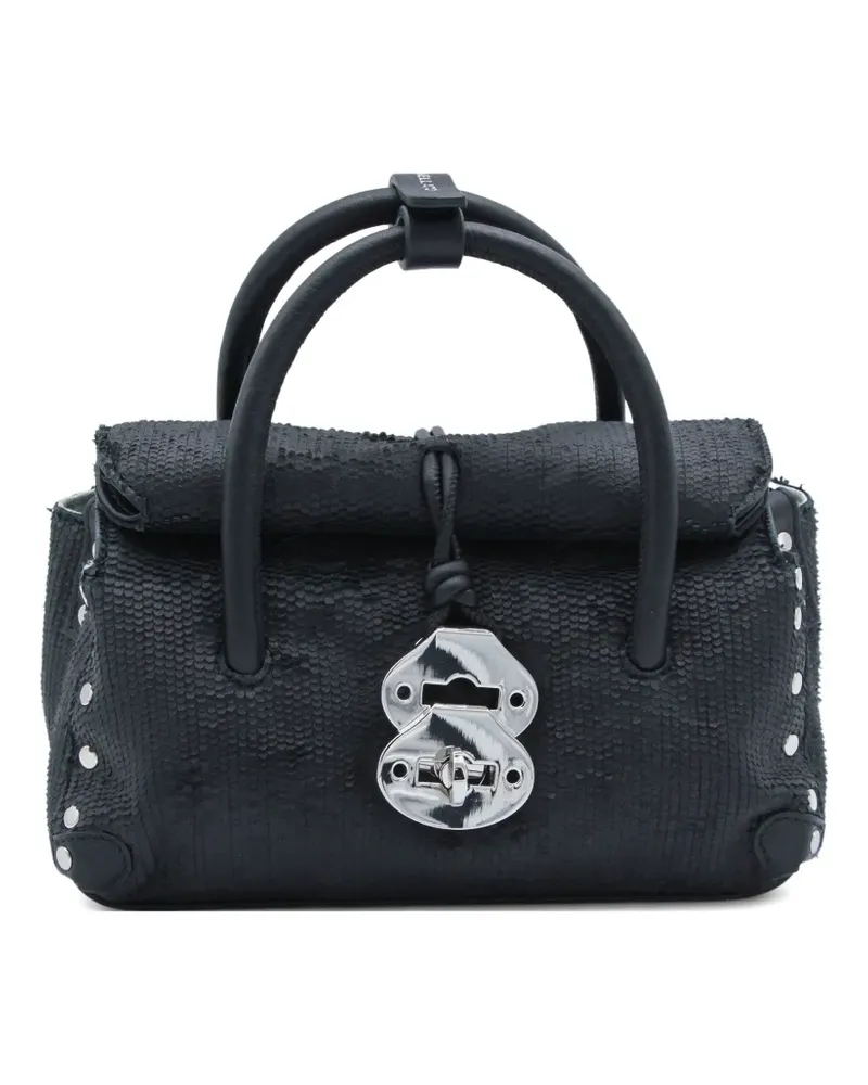 Zanellato Dotta Tote Bag mit Nieten - Schwarz Schwarz