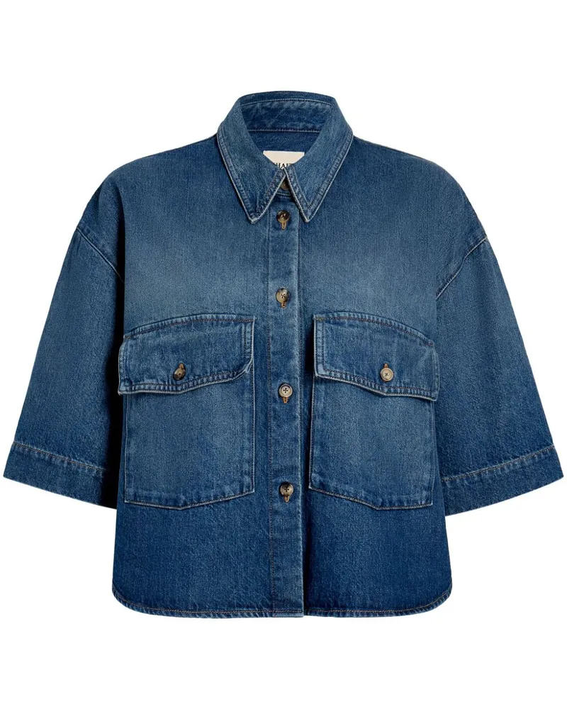 KHAITE Kurzärmeliges Jeanshemd - Blau Blau