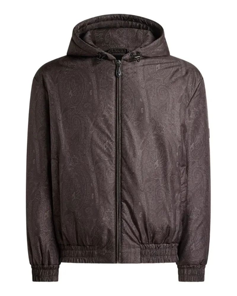 Etro padded bomber jacket with hood and arnica motif - Braun Braun
