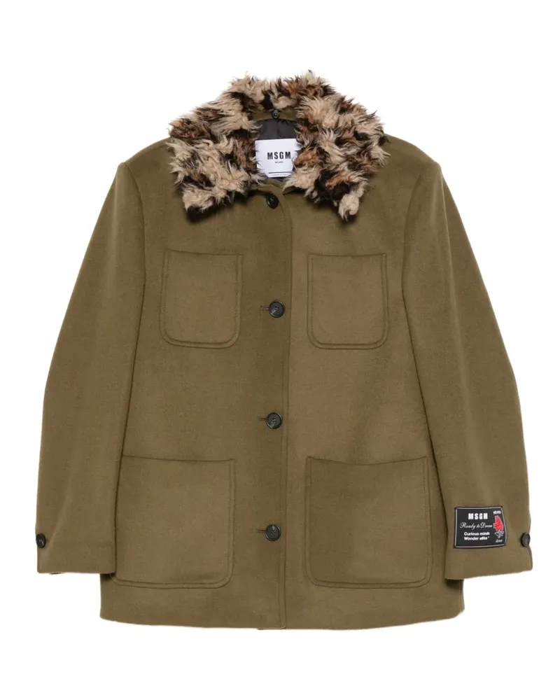 MSGM Mantel mit Faux-Fur-Kragen - Grün Grün