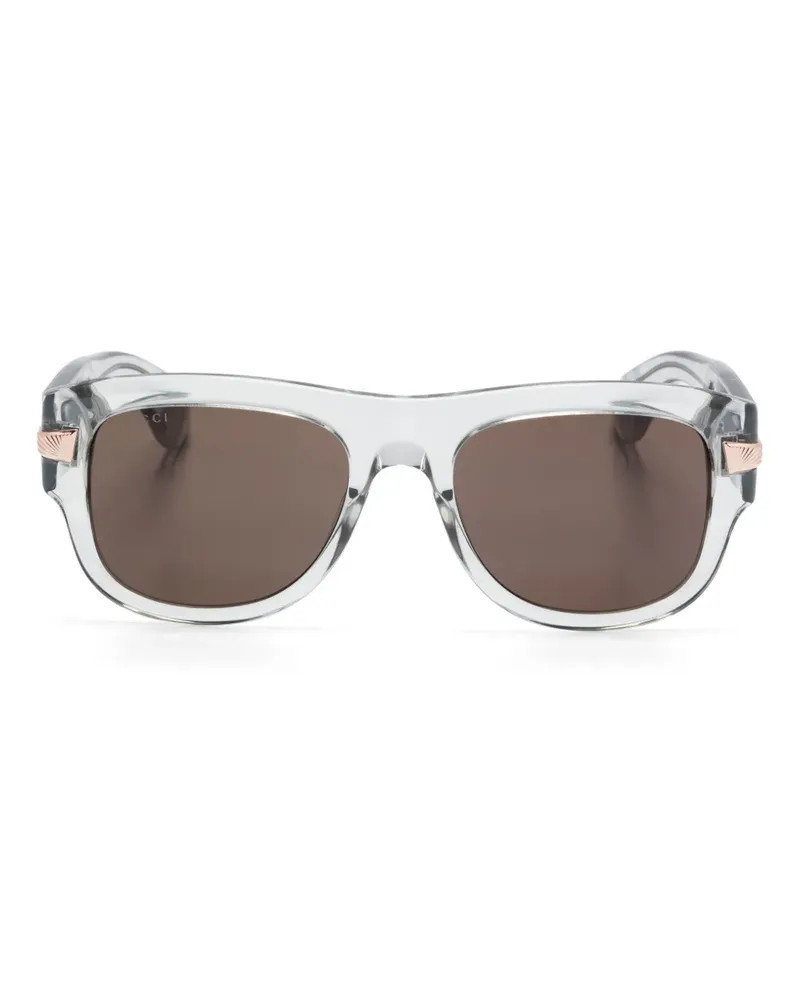 Gucci Sonnenbrille mit eckigem Gestell - Grau Grau