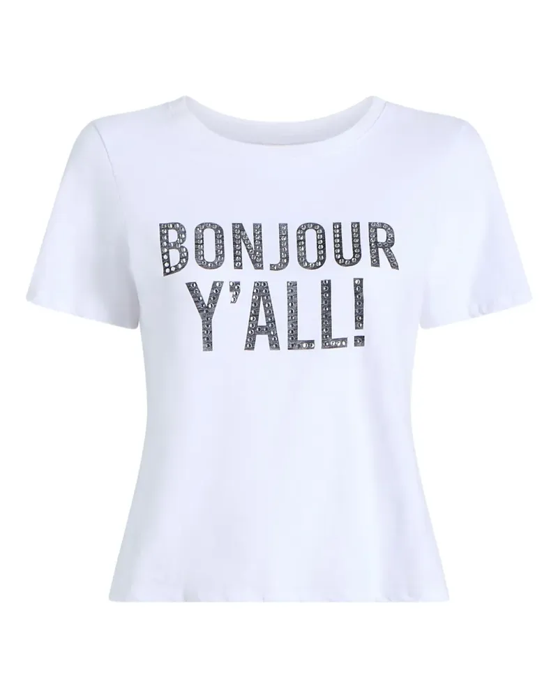 Cinq à Sept Verziertes Bonjour Y'all T-Shirt - Weiß Weiß