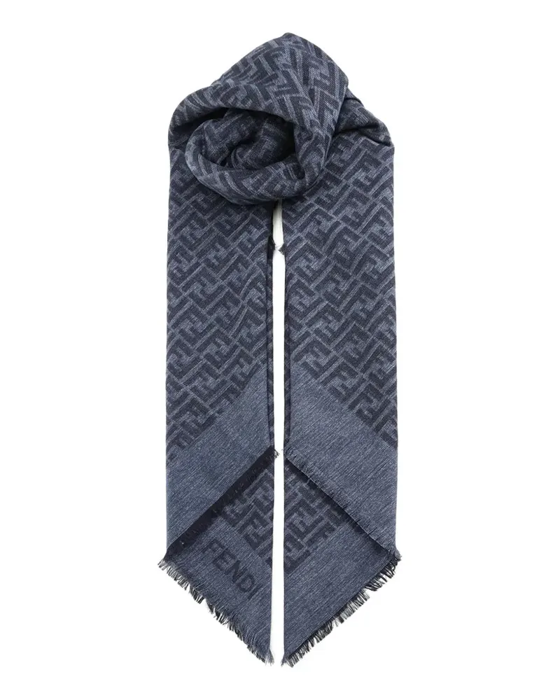 Fendi FF monogram fringed scarf - Grau Grau