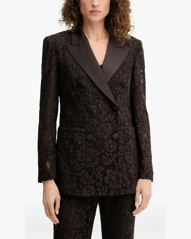 Luisa Spagnoli Salvo lace button-fastening blazer - Braun Braun