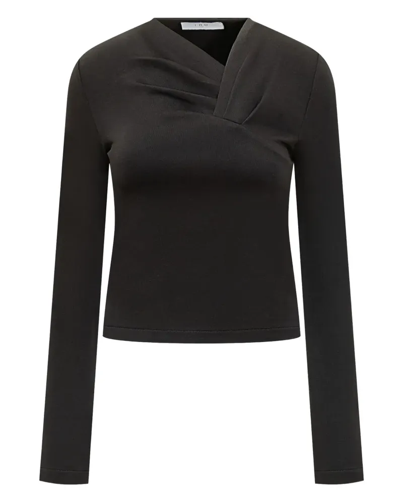 IRO Mala Langarmshirt mit drapiertem Ausschnitt - Schwarz Schwarz