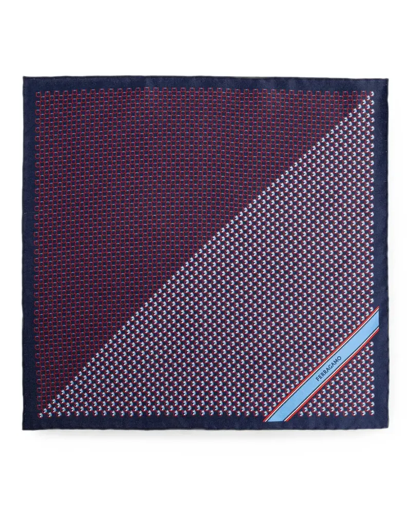 Ferragamo Einstecktuch mit Gancini Pegasus-Print - Blau Blau