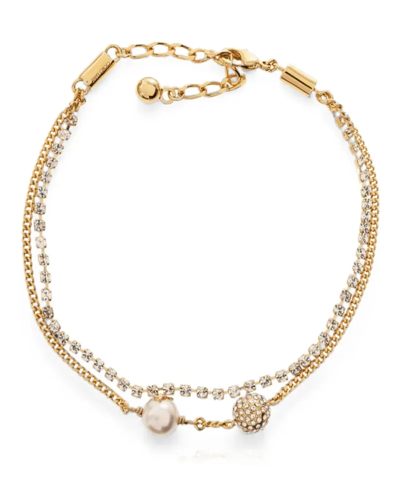 Jimmy Choo Kunstperlen-Armband mit Kristallen - Gold Gold