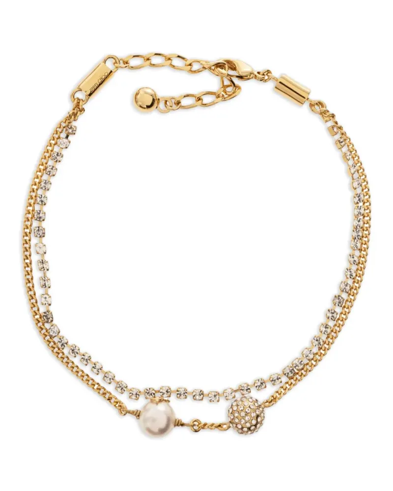 Jimmy Choo Kunstperlen-Armband mit Kristallen - Gold Gold