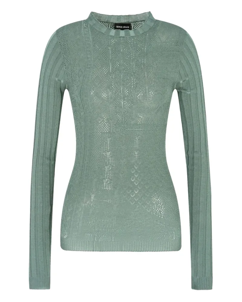 Giorgio Armani Pullover mit Lochstrickmuster - Grün Grün