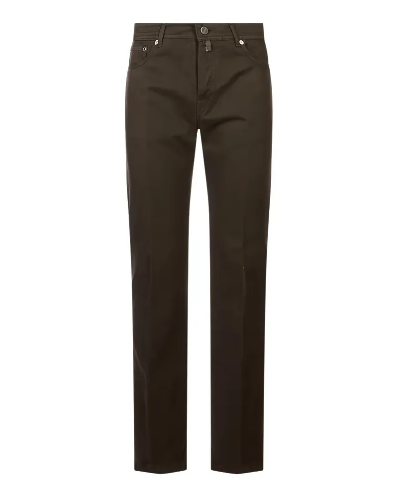 Kiton Straight-Leg-Jeans mit Logo-Patch - Braun Braun