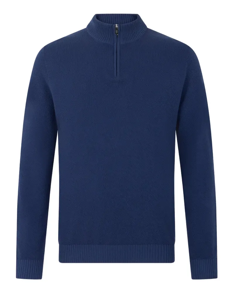 Fedeli quarter-zip cotton sweater - Blau Blau