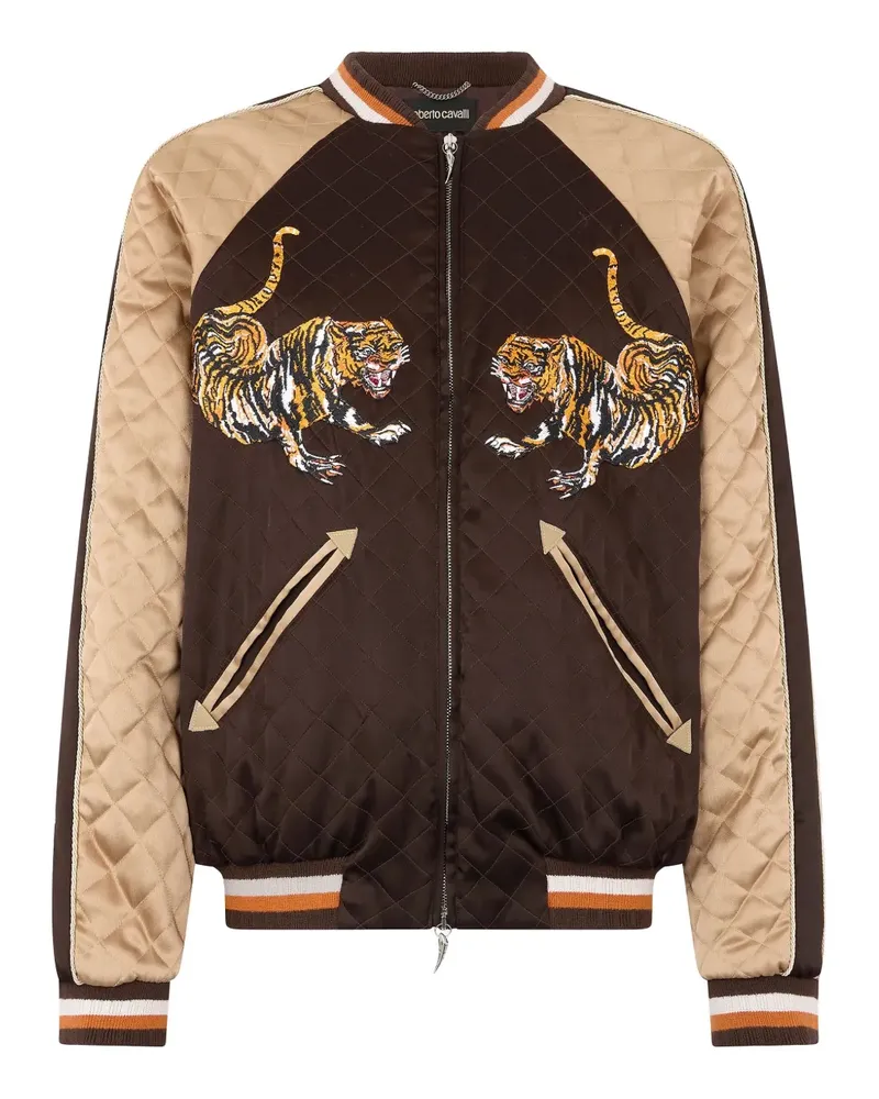Roberto Cavalli Bomberjacke mit Tigerstickerei - Braun Braun