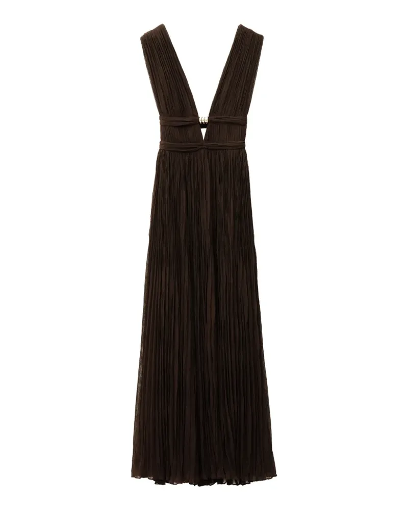 ba&sh Tania pleated V-neck dress - Braun Braun